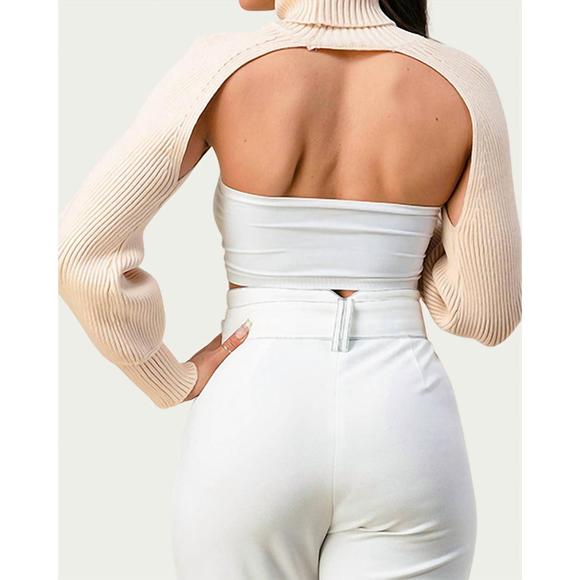 NEW THE SANG turtleneck arm warmer in beige - Picture 2 of 3